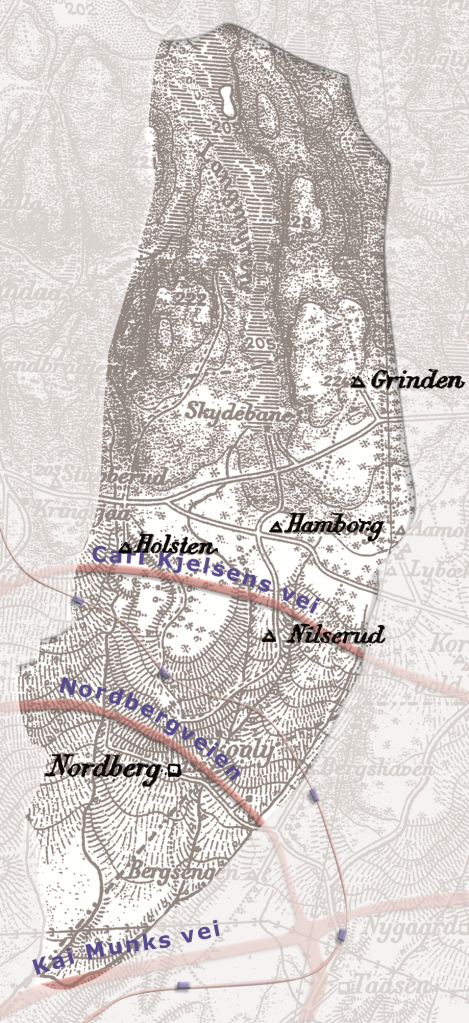 Kart over Nordberg gårds grenser